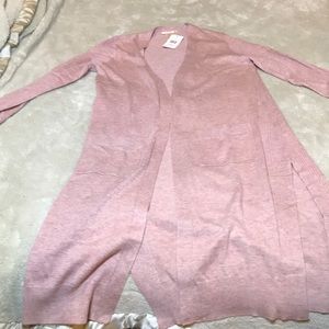 Heather-pink midi-open cardigan